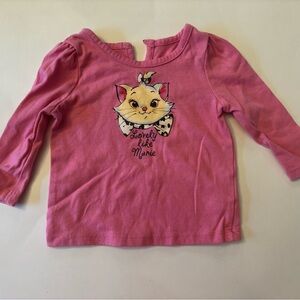 Disney Pink Long Sleeve Top with Marie Cat Graphic